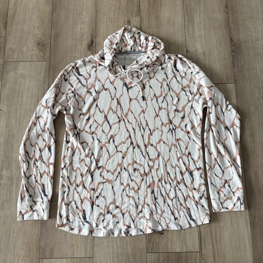 Andrew Marc Sport Women's Pullover Shirt Medium Mock Neck Super Soft Geometric